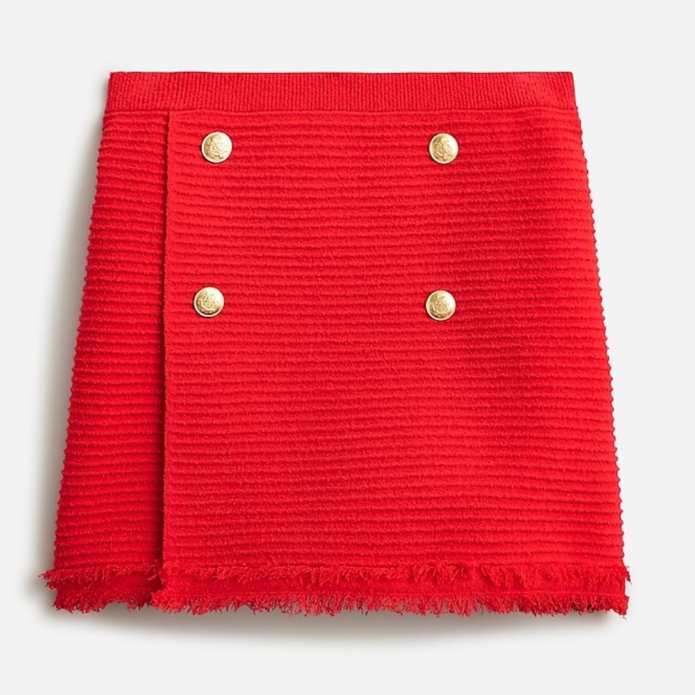 J. Crew Red Mini Skirt with Gold Accents